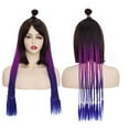 thumbnail image 5 of Benehair 12 Strands Twist Box Braids Ponytail Bright Pigtail Hair Extensions Dreadlocks Kanekalon Crochet Braids for Women 24" Black+Dark Purple+Purple+Royal Blue, 5 of 5