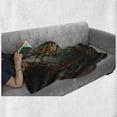 thumbnail image 5 of Fantasy Soft Flannel Fleece Throw Blanket, Fantasy Scenery with Clock Dream Sky Rays from the Ceiling Fictional Artwork, Cozy Plush for Indoor and Outdoor Use, 50" x 70", Brown and Teal, by Ambesonne, 5 of 5