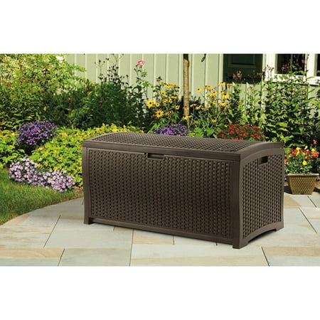 deck box suncast wicker gallon walmart outdoor storage patio resin java garden waterproof brown