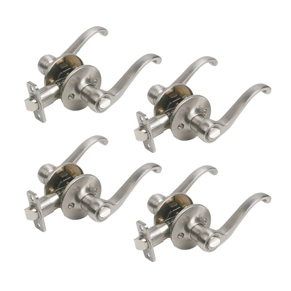 Design House 190603 4-Pack Scroll 2-Way Latch Privacy Door Handle Satin Nickel