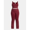 thumbnail image 4 of No Boundaries Seamless Scoop Cropped Tank and Flare Leggings Set, 2-Piece, Women’s, 4 of 4
