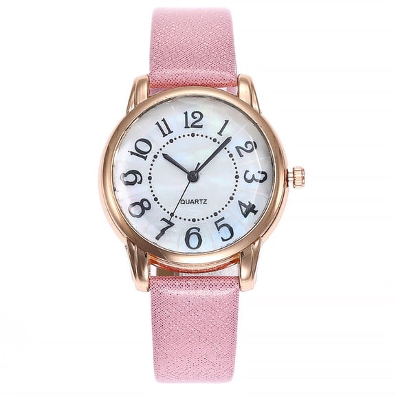 Resicozy Easy Read Watches for Women Large Number Dial Watch with Leather Strap for Daily Casual Wear - Birthday Holiday Gifts for Wife Mother Pink