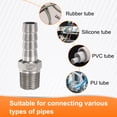 thumbnail image 5 of Uxcell 3pcs Stainless Steel Hose Barb Fitting 10mm Barbed x 1/4" NPT Male Pipe Fitting, 5 of 6