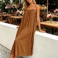 thumbnail image 6 of Ygbgbb Women's Spaghetti Strap Pleated Maxi Dress, Flowy Sundress, Pleated Design Lightweight Dress for Beach & Vacation Orange XL, 6 of 8