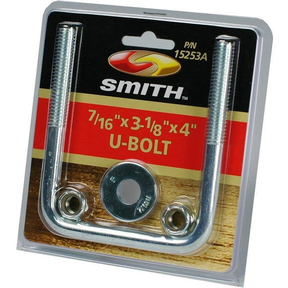 C.E. Smith Trailer Boat U Bolt 15253A 4 Inch Inside Length; 3-1/8 Inch Inside Width; 7/16 Inch-14 Thread Size; Square; With Nut And Washer; Zinc Plated