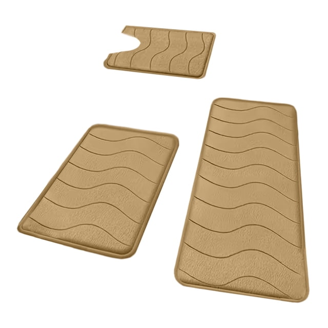 Alfombrillas de Baño para Baño 3 Piezas de Alfombra Absorbente Conjunto 25D Esponja Azul Terciopelo de Lana, Decoración Del Hogar Regalos Antideslizante Suave Cómodo Grueso Lavable Más Fácil de Secar