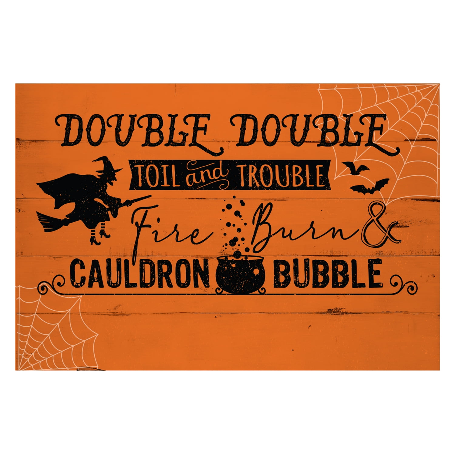 Personalized Planet 27x18 Double Double Toil and Trouble Fire Burn & Cauldron Bubble Halloween Doormat with Custom Name Printed on Orange Rectangular 1/8” Thick Non Slip Mat for Deck or Porch