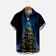 thumbnail image 5 of IROINNID Hawaiian T-Shirt for Men Button Up Christmas Short Sleeve Shirt Funny Xmas Tree Print Vacation Shirt,Green, 5 of 6