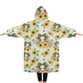thumbnail image 2 of Oversized Wearable Blanket Hoodie,Yellow Highland Cow Sunflower Bow Pattern Sherpa Blanket Hoodie with Super Pockets,Super Warm Fuzzy Pullover for Women & Men, 2 of 6