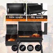 YRLLENSDAN 43 Inch Charcoal Grills with Smoker, BBQ Pit BBQ Grill Charcoal Outside Grill for 6-10 People, Offset Smoker, Braised Roast, Patio and Backyard Picnic Grill, Black