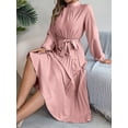 thumbnail image 4 of Yesfashion Autumn and Winter Elegant Women's Dress Stand Up Collar Long Sleeved Waist Cinched Long Skirt, 4 of 9