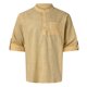 thumbnail image 2 of Camisas Para Hombre Manga Larga Camisa de manga larga con bolsillo de color sólido y cuello suelto para primavera y verano para hombre (Khaki, XL), 2 of 7