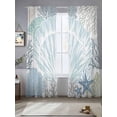 thumbnail image 2 of Oceans Shell Sheer Curtains 2 Panels Set Coastal Blue Corals Starfish Abstract Marine Life Sheer Window Curtains Light Filtering Rod Pocket Voile Drapes for Bedroom Living Room 52"X84", 2 of 8