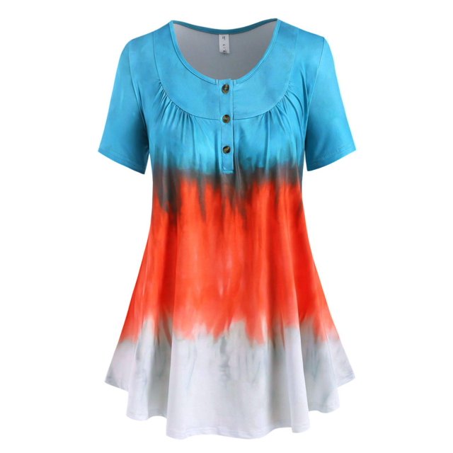 Talla grande Ombre Tie tinte de manga corta tee Rosegal Camisetas tallas grandes