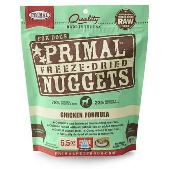 Primal Pet Foods Nuggets Grain-Free Chicken Formula Freeze Dried Dog Food, 5.5 oz