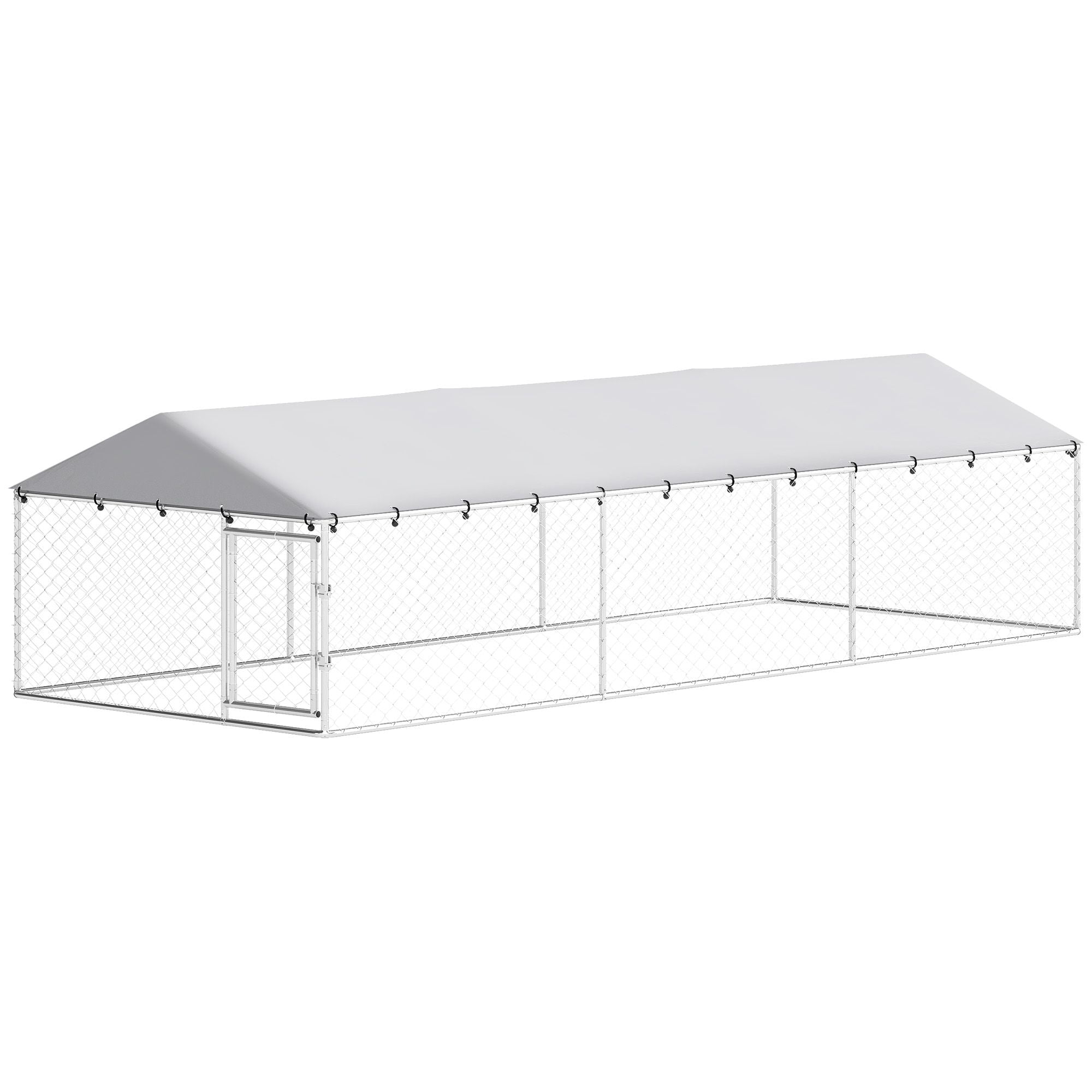 Dranite 20' x 7.5' x 5' Outdoor Dog Kennel for Large Dogs, Heavy-Duty Metal Frame with Waterproof Roof