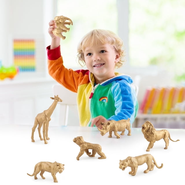 Fiudx Ofertas del día Versión dorada simulación bosque zoológico modelo jirafa ornamento regalo juguete