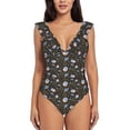 thumbnail image 2 of Yiaed Cosmic Print Women's Ruffled One Piece Swimsuit V Neck Swimwear Slimming Monokini for Woman-Medium, 2 of 8