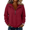 thumbnail image 2 of Women's Quarter Zip Sweatshirt Fashion Stand Collar Pullover Top with Relaxed Silhouette Fall Sweatshirts, XL, 2 of 4