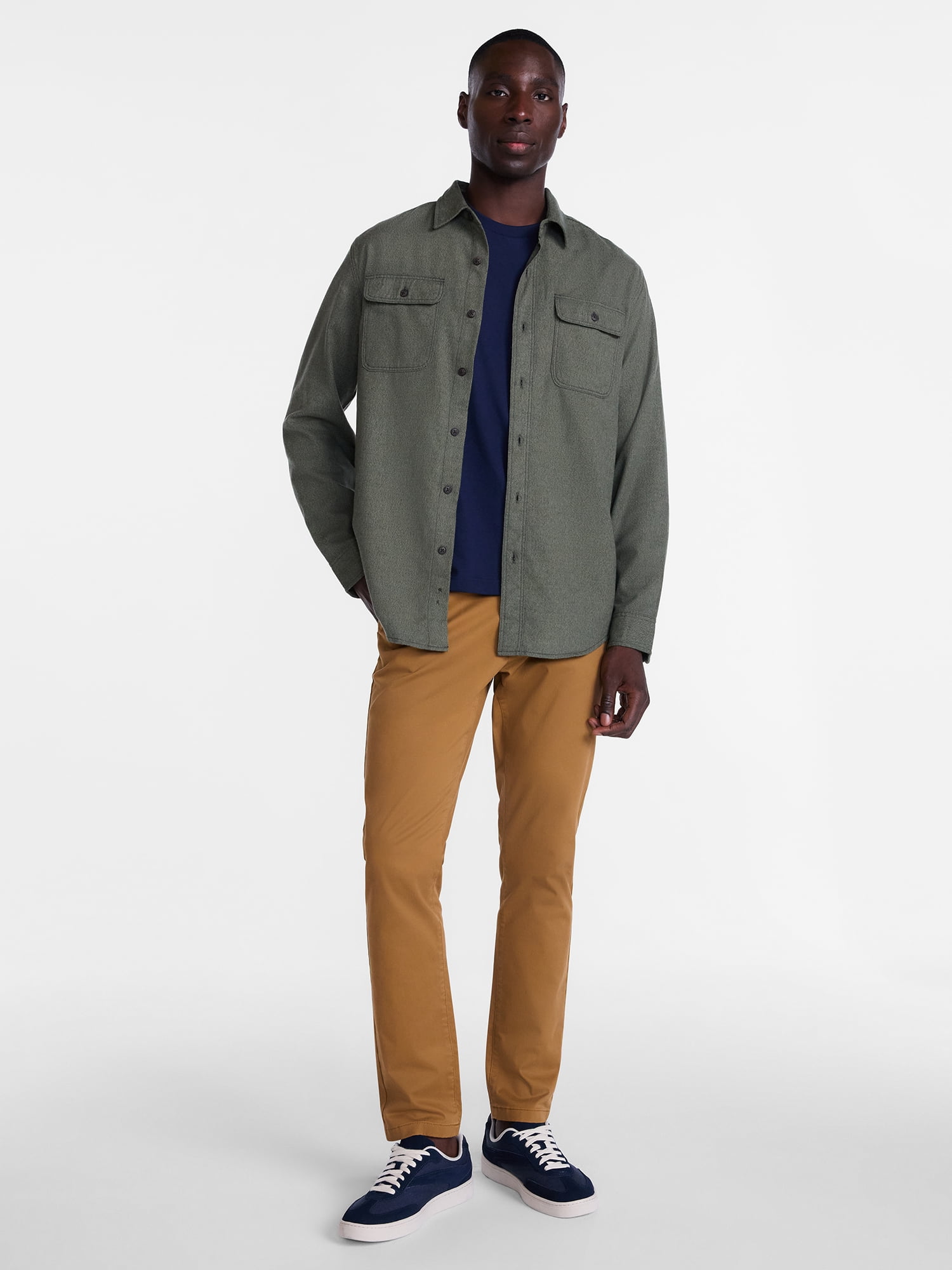 George Men's and Big Men's 100% Cotton Plaid Flannel Shirt with Long Sleeves, Sizes XS-3XL, 2XB-5XB & Tall XLT-3XLT