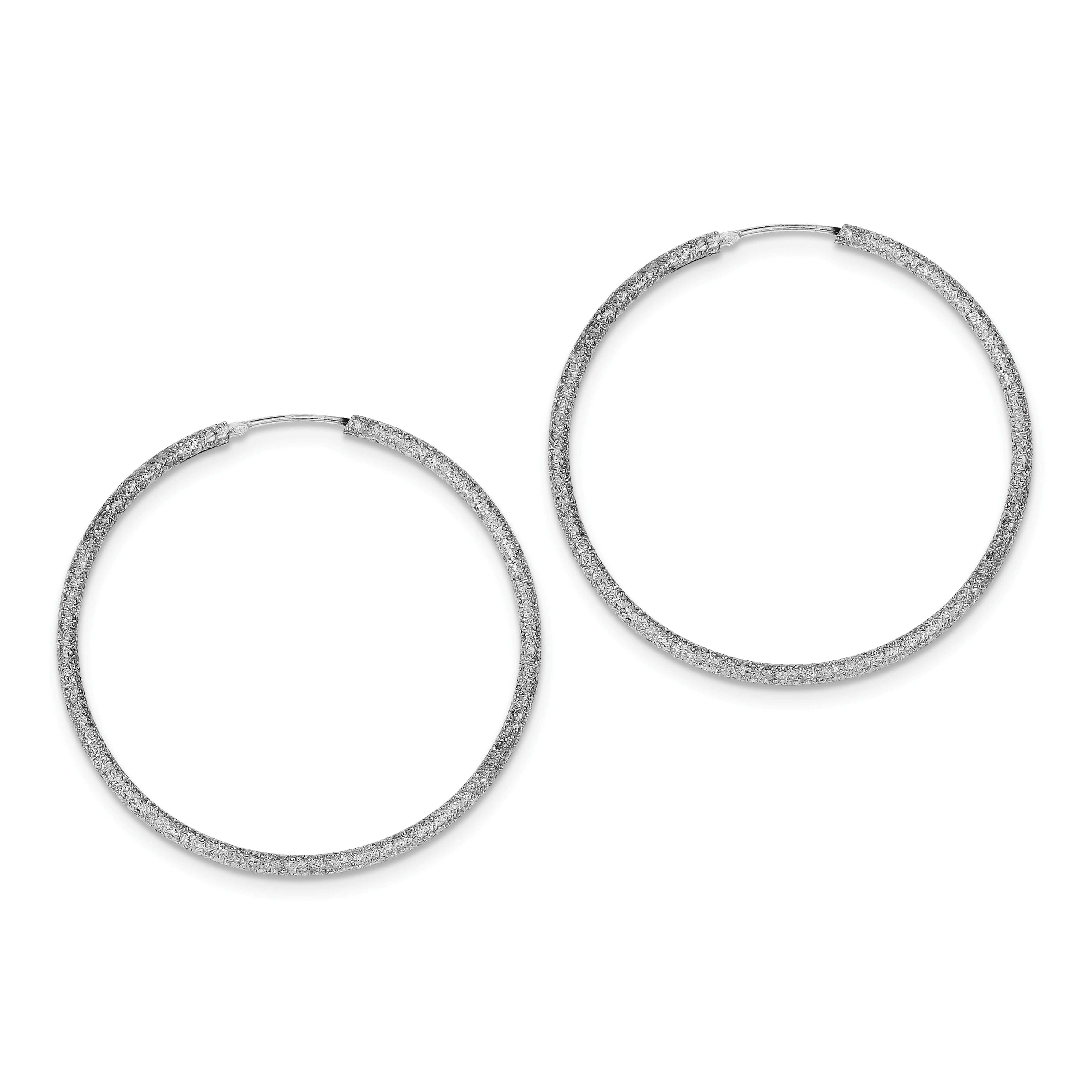 Sterling Silver Rhodium-plated Laser Cut Endless Hoop Earrings 