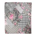 thumbnail image 1 of NUDECOR Throw Blanket Warm Cozy Print Flannel Colorful Flower Patchwork Floral Pattern with Roses Pink Pastel Grey Blossom Comfortable Soft for Bed Sofa and Couch 50x60 Inches, 1 of 1