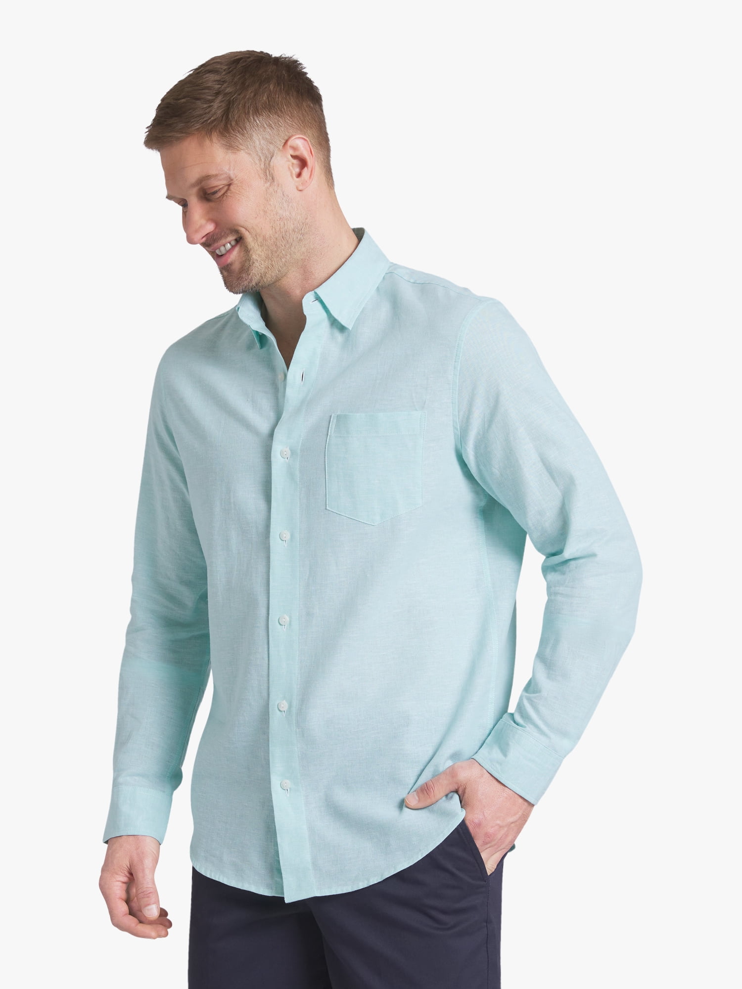 Chaps Men's & Big Men's Long Sleeve Linen Shirt, Sizes S-3XL