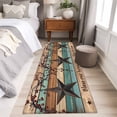 thumbnail image 4 of Texas Star Vintage 2'x6' Runner Rugs for Hallway Kitchen Bedside Non Slip Washable, Berry Turquoise Green Brown Wooden Entryway Rug Runners with Rubber Backing, Long Carpet Runner for Laundry Room, 4 of 8
