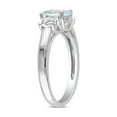 thumbnail image 2 of 1.60 Carat (Ctw) Aquamarine and Lab-Created White Sapphire Three-Stone Ring Sterling Silver for Women, 2 of 5