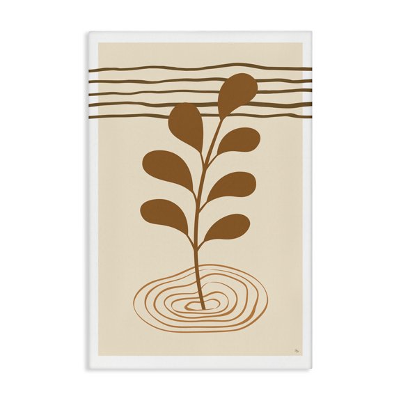 Stupell Industries Boho Leaf Sprig Botanical & Floral Painting Gallery Wrapped Canvas Art Print Wall Art, 24 x 36