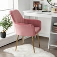 thumbnail image 2 of Set of 2 Leathaire Dining Chairs w/Removable Cushion, Mid-Back Leisure Armchair Pink, 2 of 8