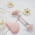 thumbnail image 2 of Rodillo de jade y gua sha, rodillo facial, rodillo de belleza facial, herramientas para el cuidado de la piel, masajeador de cuarzo rosa BAIMEI para cara, ojos, cuello, músculos corporales, relajante y alivia líneas finas y arrugas ER, 2 of 5