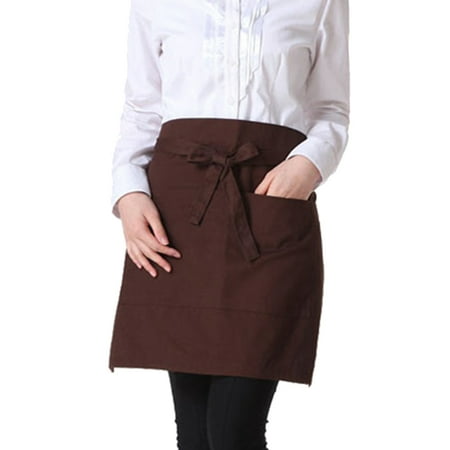 

HomeLife Solid Color Half-Length Short Waist Pockets Restaurant Cooking Chef Waiter Apron