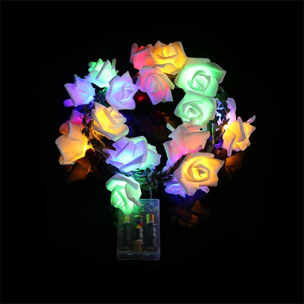20 guirnaldas de luces LED de flores rosas, decoración para fiestas de cumpleaños y bodas Wmkox8yii fhajkh3668