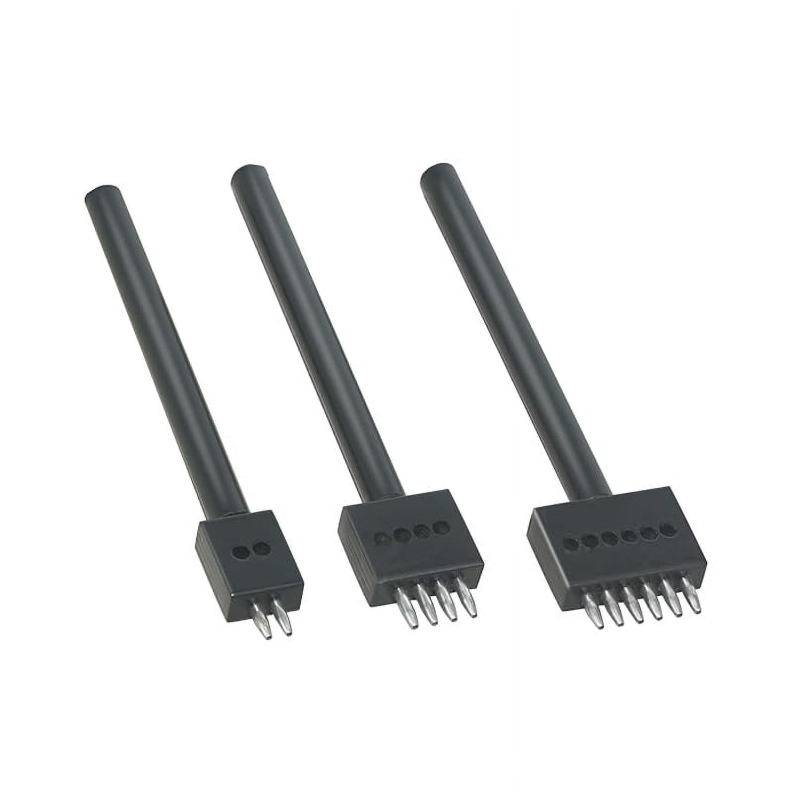 ABCISI Leather Round Hole Punching Tool, 3pcs Prong Punch Tool Set with 2/4/6 Prong Options for Precise Round Hole Punching DIY Leather Craft (6MM)
