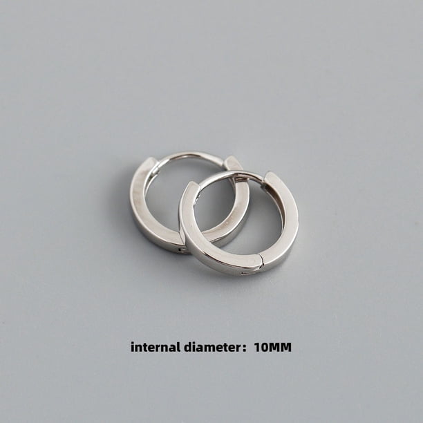 Pendientes de oreja blancos s925 de círculo liso de varios tamaños con personalidad de Europa y Estados Unidos, pendientes de moda dorados para mujer