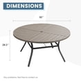 thumbnail image 2 of Vicllax Outdoor Patio Dining Table Dia.50" Slatted Tabletop Metal Frame with Umbrella Hole, Graywood, 2 of 7