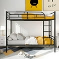 thumbnail image 2 of KOFUN Bunk Bed Twin over Twin Size with Ladder and Full-Length Guardrail, Able to Split, Metal Bunk Bed, Storage Space, No Box Spring Needed, Noise Free, Black, 2 of 8