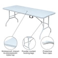 thumbnail image 3 of Small Folding Table, 6FT Portable Folding Plastic Dining Table with Carrying Handle, Indoor Outdoor Table for Picnic, Party, Camping, BBQ, Anti-Slip Foot and Easy Setup, JA1664, 3 of 6