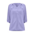 thumbnail image 4 of Women's Casual 3/4 Sleeve Henley V-Neck Button Up Pleated Back Blouses Swiss Dot Blouse Tops T-Shirts, 4 of 5