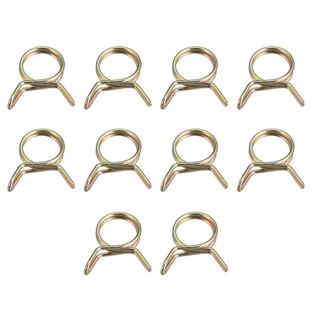 Unique Bargains Double Wire Spring Hose Clamp, 65Mn Steel 9mm Fuel Line Silicone Tube Spring Clips, Color Zinc Plated, 10 Pack