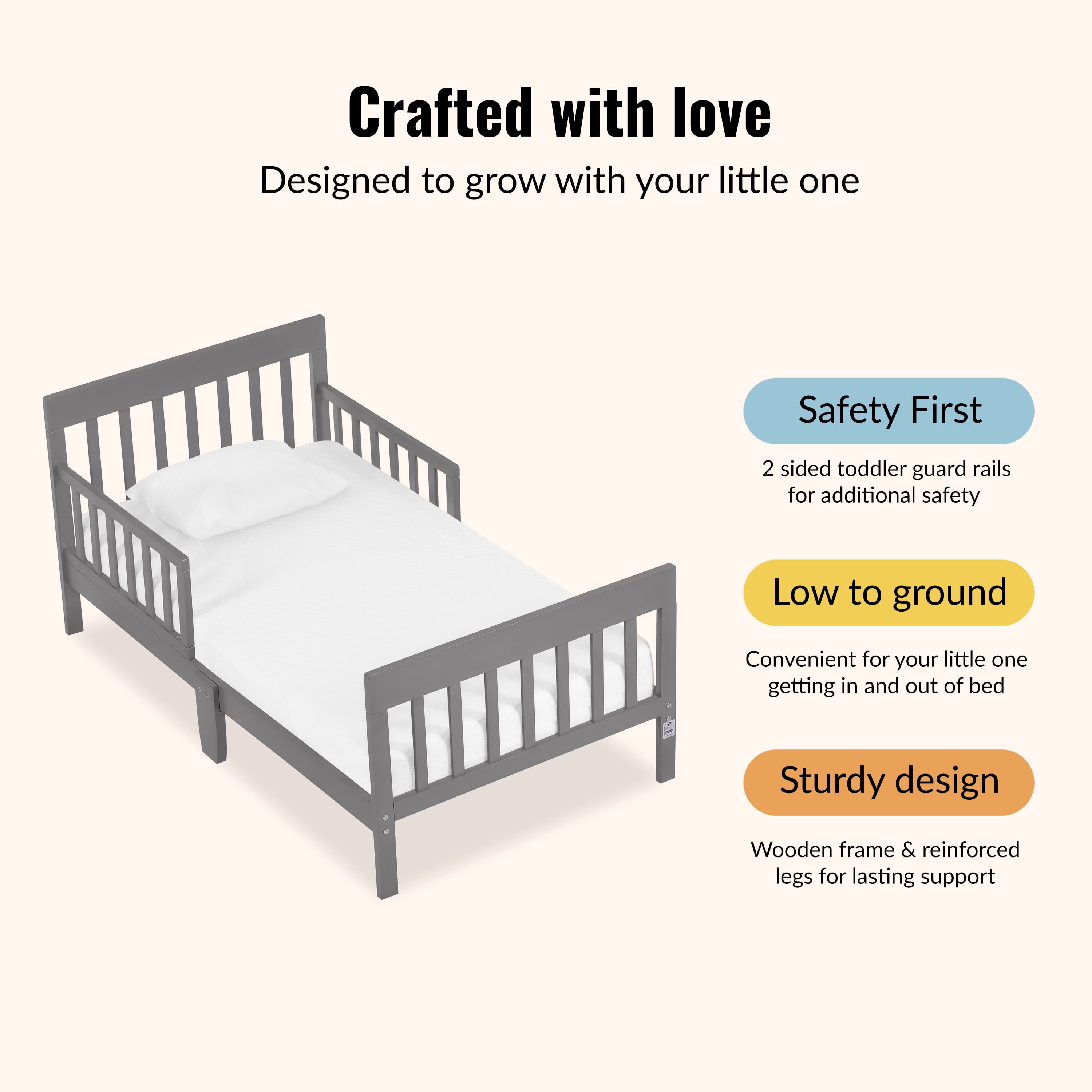 Dream on Me Finn Toddler Bed, Storm Grey