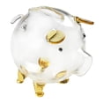 thumbnail image 2 of jifeng Clear Glass Pig Piggy Bank Money Bank Container Case Collection Money Saving Box Gold 9x8cm, 2 of 9