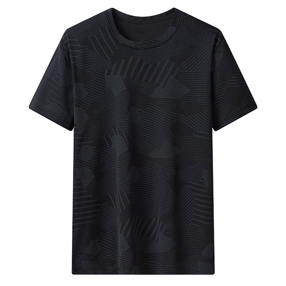 Tawop Men Shirts Short Sleeve with Abstract Geometric Graphic T Shirts for Men Lightweight Casual Tees for Everyday Comfort,Black,L