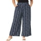thumbnail image 1 of Pantalones Palazzo de Talla Grande para Mujer Agnes Orinda, Rayas Boho, Pantalones de Pierna Ancha, Estilo Paper Bag, Casual de Playa, Verano, Talla 1X, Azul Marino, 1 of 6