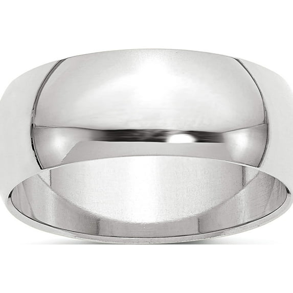 14K White Gold 14Kw 8mm Half Round Band Size 14 Made In United States whr080-14