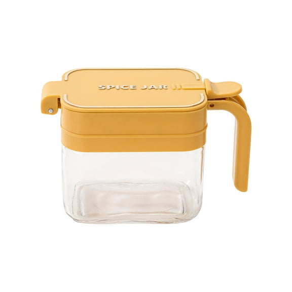 Nkmbld Large Capacity Spice Storage Containers Kitchen Transparent Seasoning Jar Sealed Proof Quantitative Condiment Jar for Keeping Sugar,Salts,Pepper Powder, Yellow