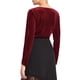 thumbnail image 3 of INSPIRAR CHIC Blusa de Fiesta Ajustada para Mujeres con Cuello Arrugado Asimétrico de Manga Larga de Terciopelo 2XL Rojo Vino, 3 of 5