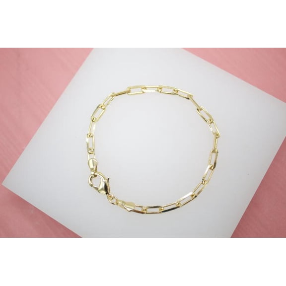 18K Gold Filled Paper Clip Link Bracelet (I352)
