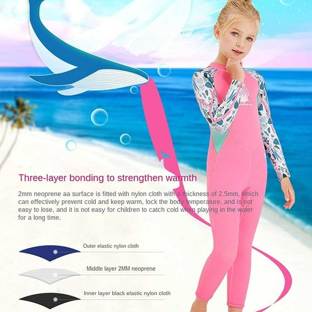 Kids Wetsuit Full Body Neoprene Girls Thermal Swimsuit 2.5MM for